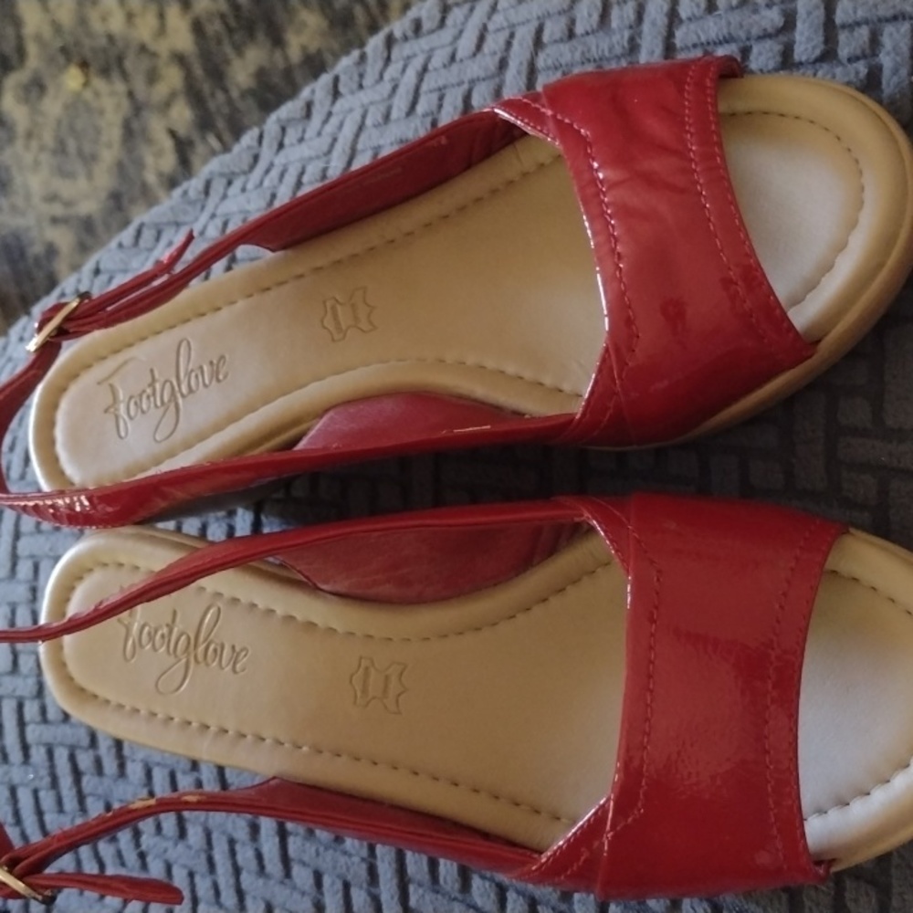 Red Patent slingbacks